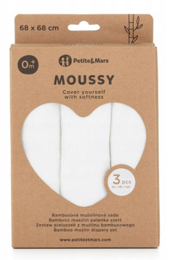 PETITE PIELUCHY MUŚL-BAM 3 SZT BIAŁE 68X68